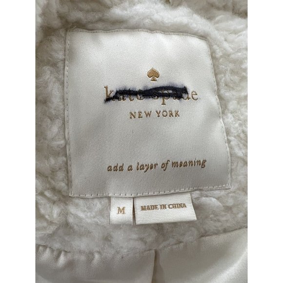 $498 Kate Spade Teddy Coat Double Breasted Size Medium Ivory Cream New! - Picture 9 of 9
